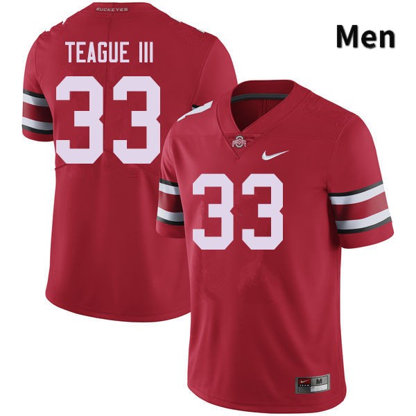 Ohio State Buckeyes Master Teague III Men's #33 Red Authentic Stitched College Football Jersey